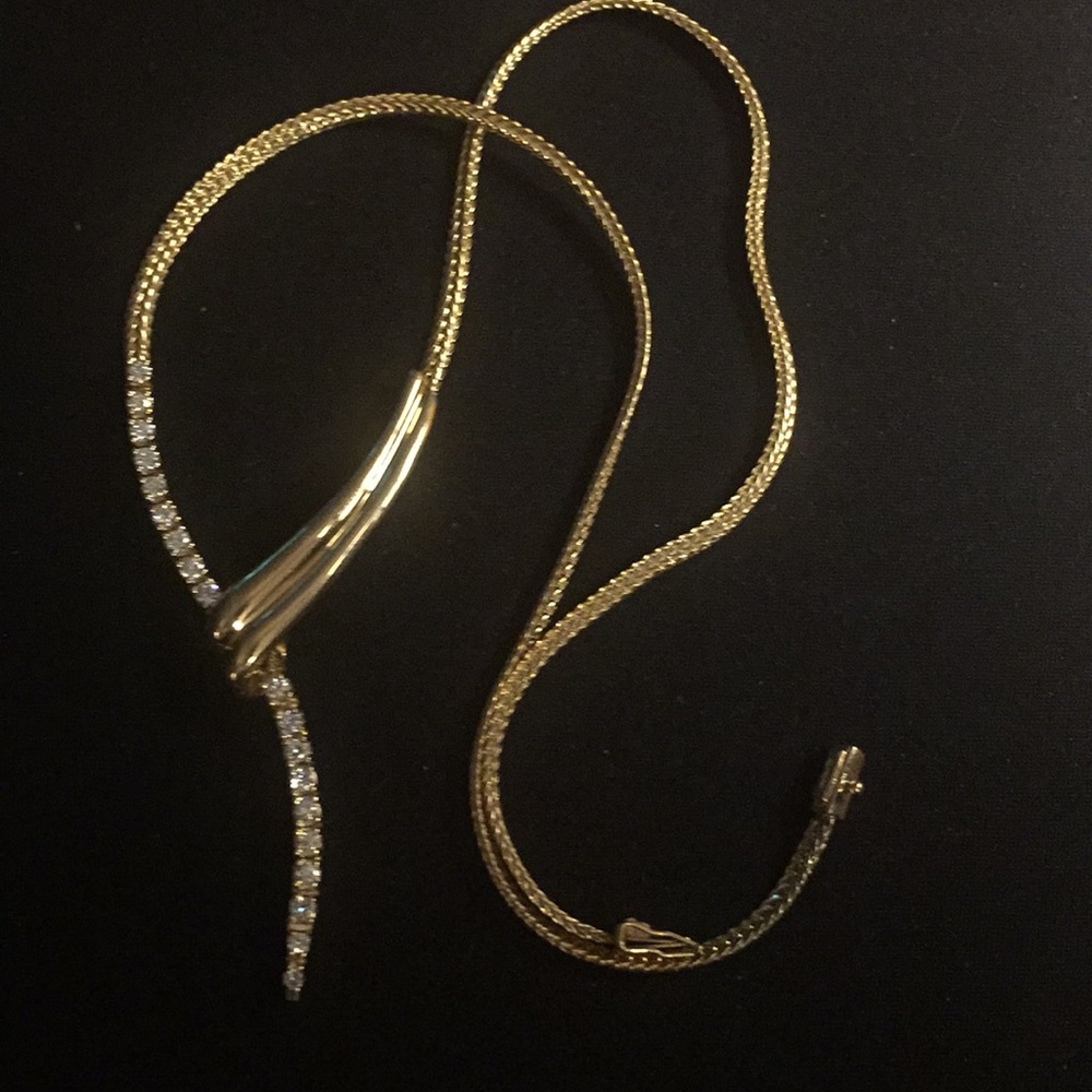 14K YELLOW GOLD DIAMOND NECKLACE .95 CARAT
